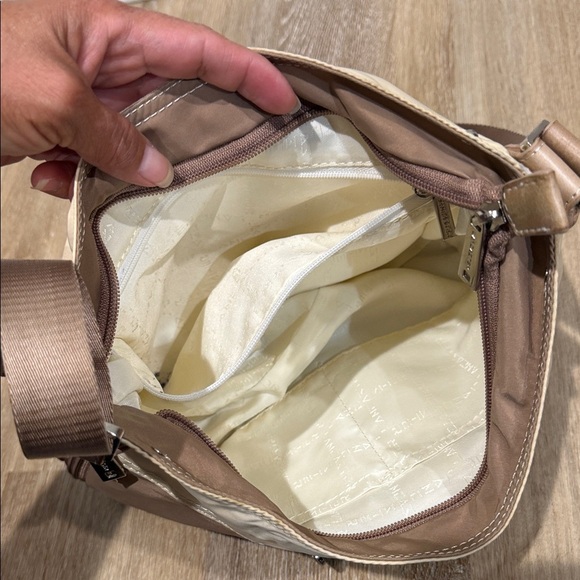 LANCASTER Beige and Brown Crossbody Bag with Buckle - Picture 7 of 11